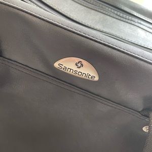 Black leather samsonite pet carrier